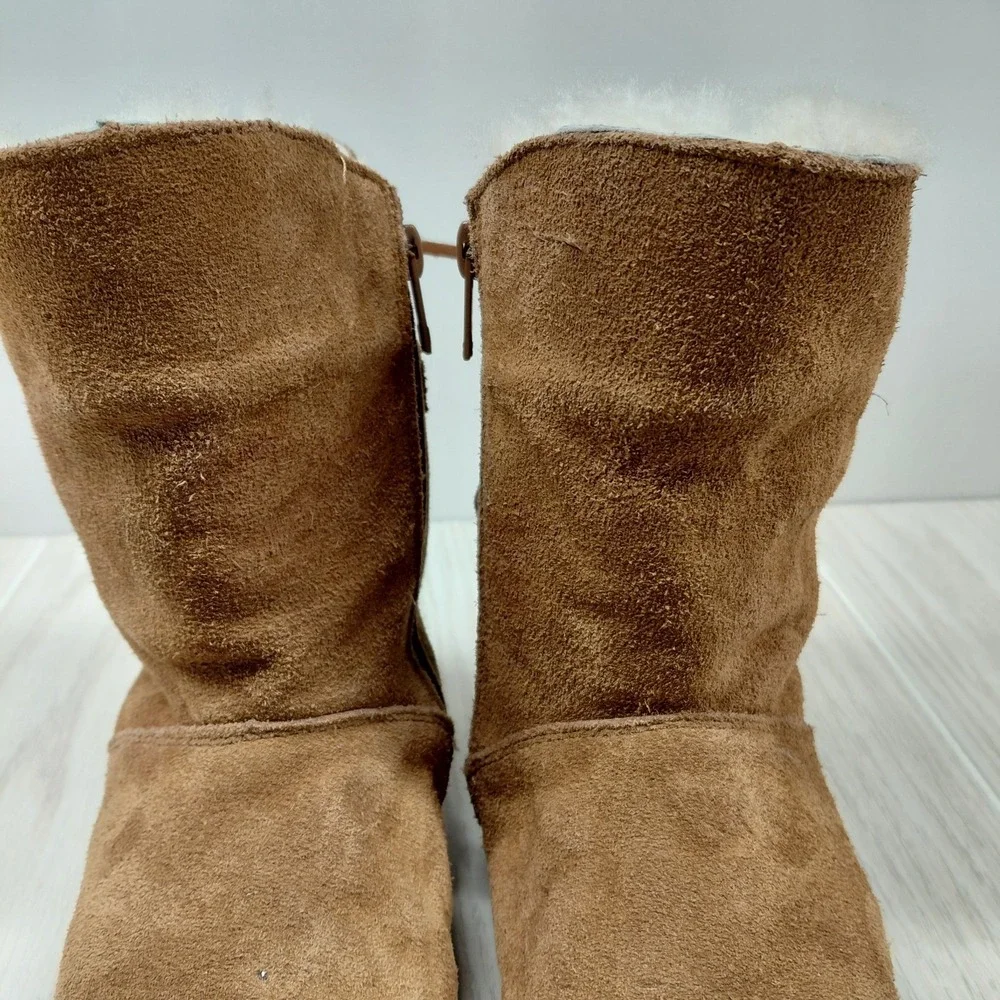 Koolaburra by UGG Women's 7 Shazi Suede Zip & Lace Up Ankle Boots Chestnut Tan
